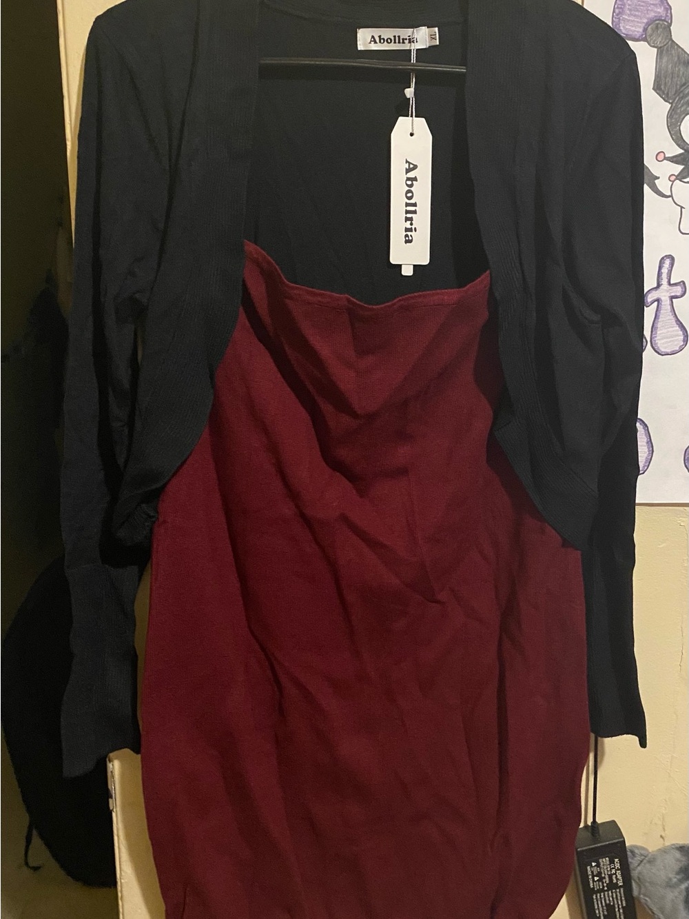 Women's Burgundy Dress with Black Shrug